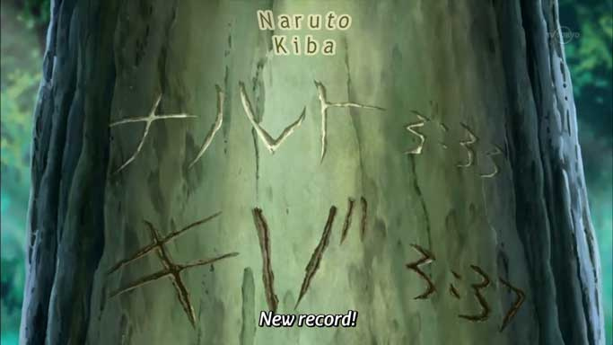 Mida Naruto ja Kiba puule kirjutasid
