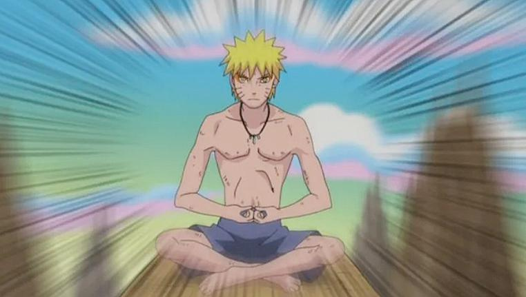   Naruto trainiert den Weisen-Modus am Berg Myoboku